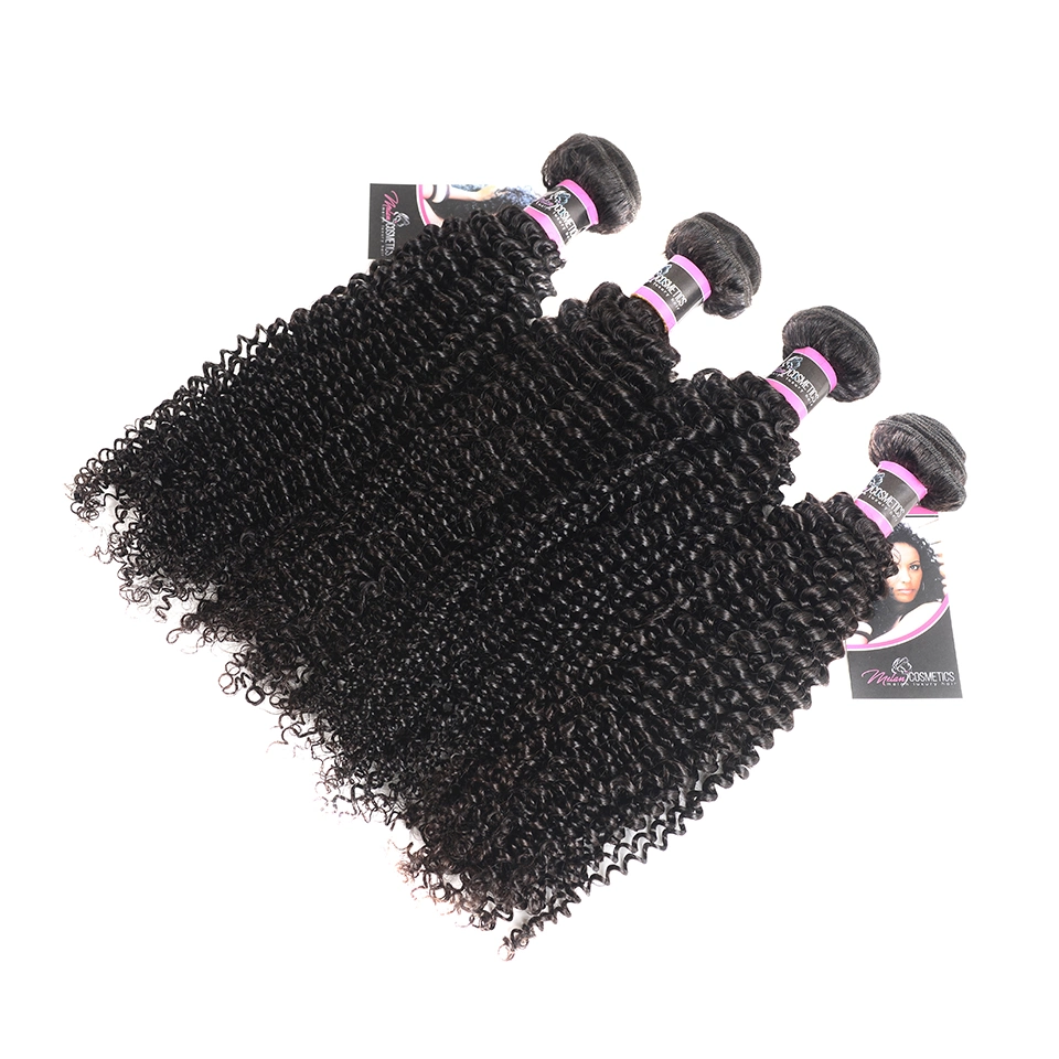 Popular Style 100% Brazilian Virgin Curly Wave Human Hair Weft Natural Black Remy Hair Products