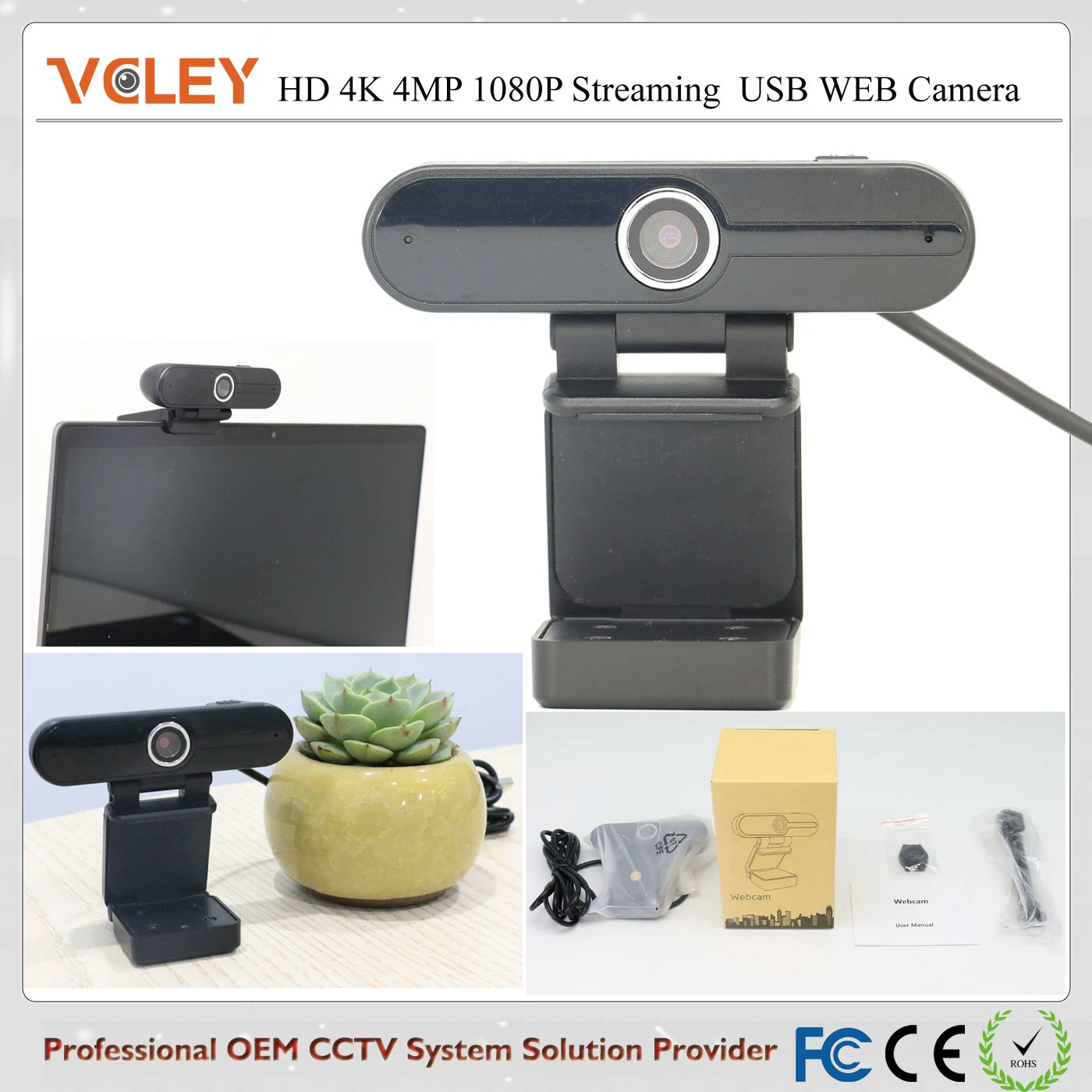 8MP Ultra HD Live Streaming Webcam with Microphone USB Plug and Play Camera USA Hard Disk Drive