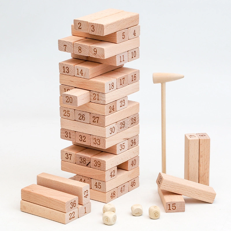 Popular Wooden Building Blocks Numbers Stacking Educational Toys