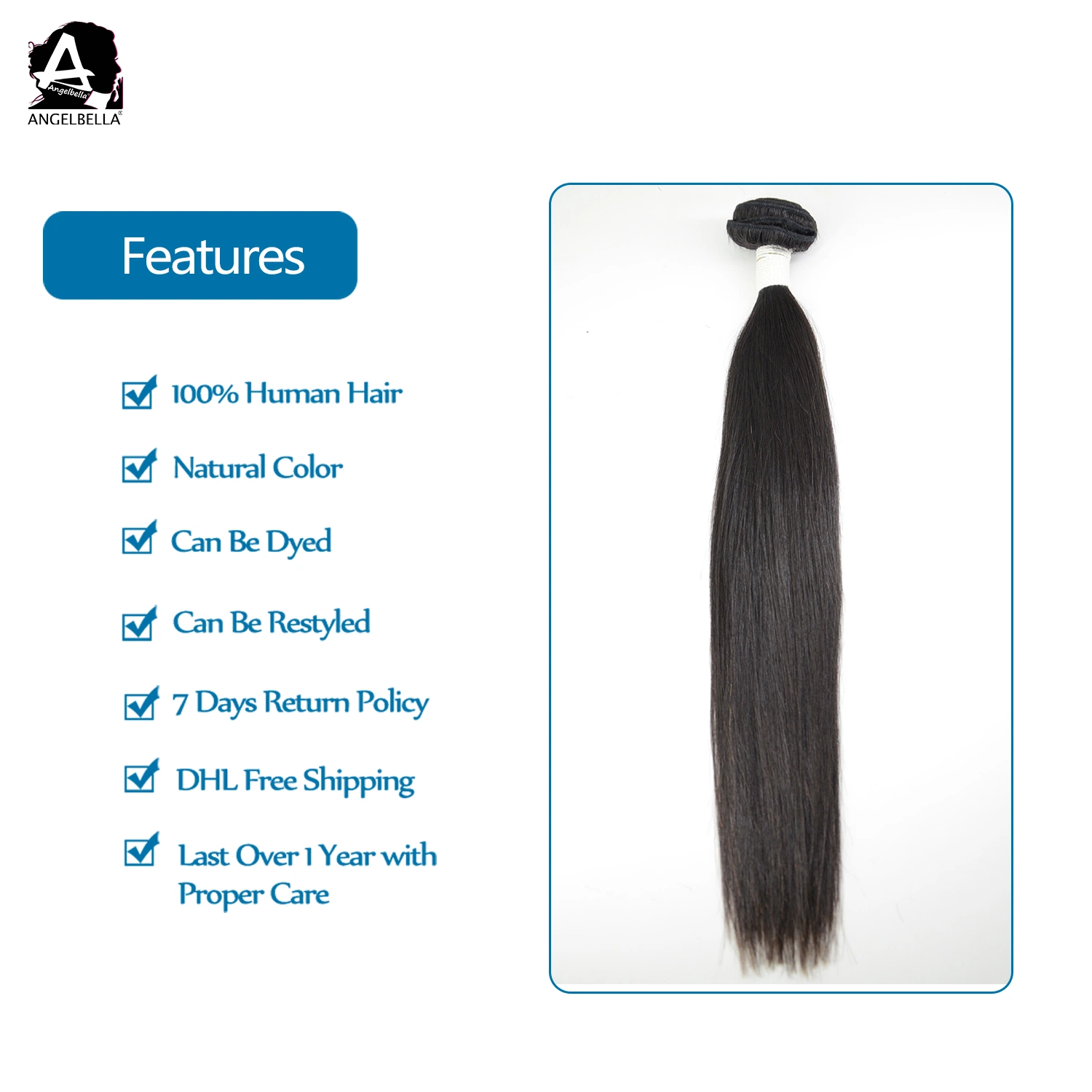 Angelbella virgen de Brasil Paquetes de Pelo de visón 1b# cabello negro natural tejido