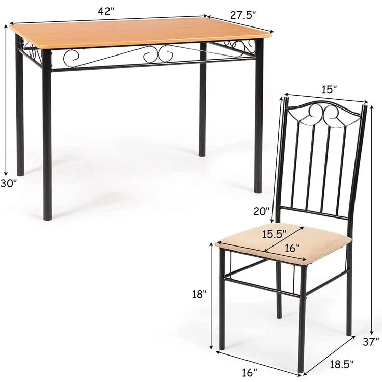 Salle à manger familiale Cuisine Table à manger en bois avec cadre en métal Chaises de salle à manger