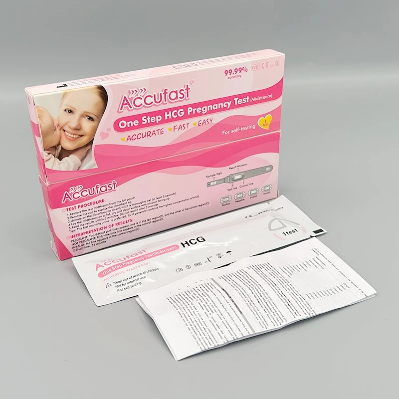 High Accuracy Urine Pregnancy One Step HCG Quick Test Strip Kit Midstream