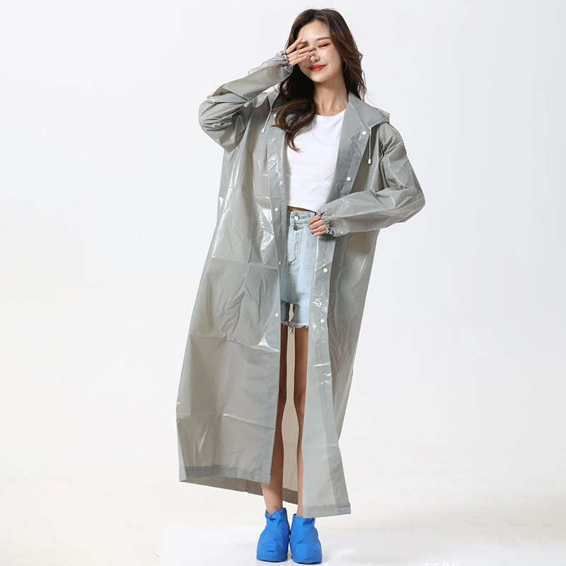 Raincoat portátil EVA para adultos Rain Coats Reusable Rain Poncho con Capucha y mangas elásticas