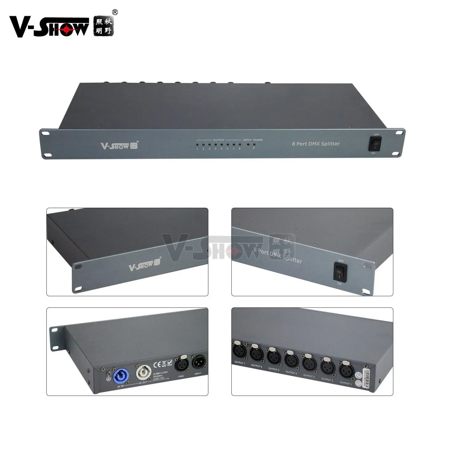 V-Show DMX Splitter Signal Amplifier 8 Port DMX Splitter Stage Machine DMX Splitter