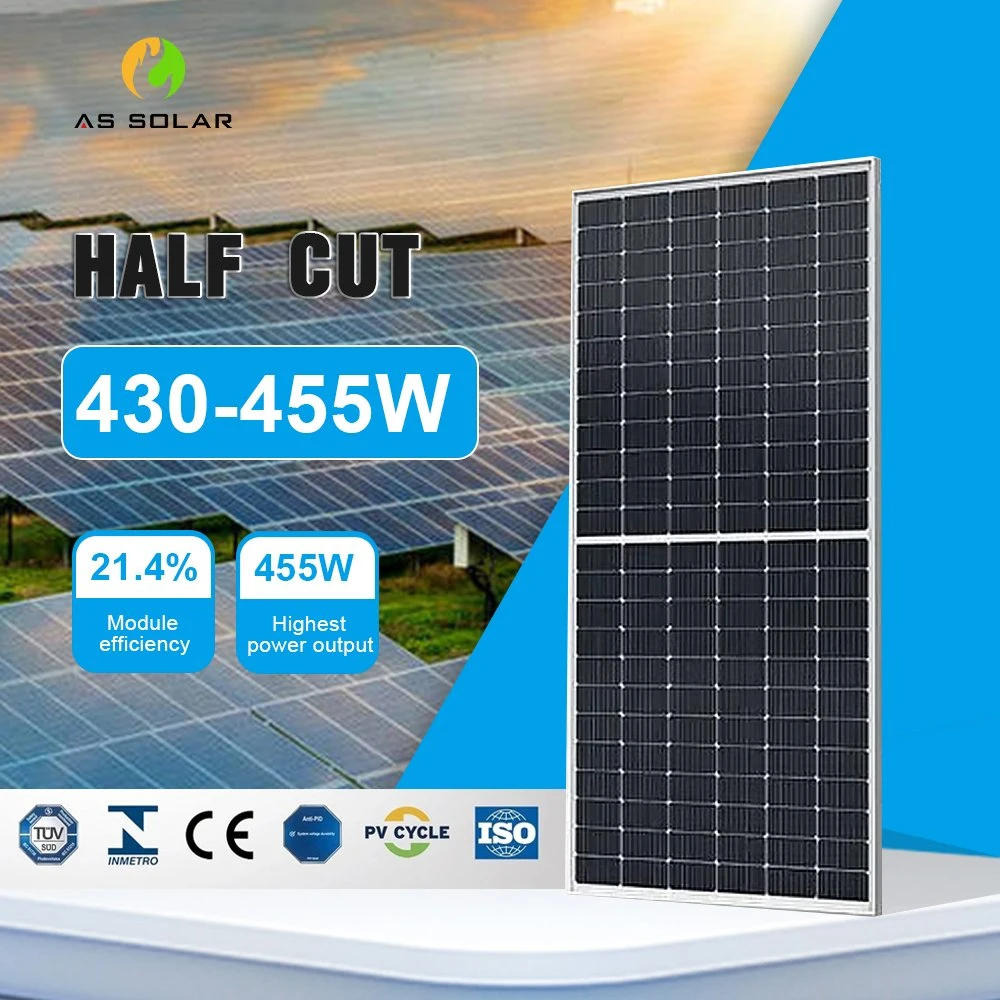 Como Panel Solar 430 450 Watt Half Cut 9Bb Nuevo Tech Energy Solar System Electric Ground techo solar de chapa Precio barato del producto