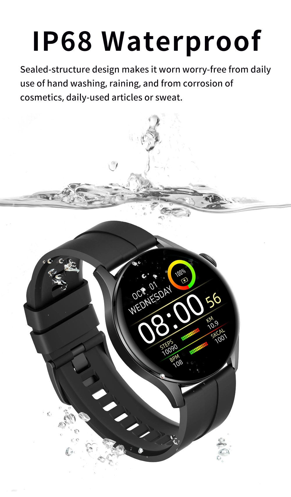 Dw3 Mobile Phone Bt Call IP68 Waterproof Heart Rate Monitoring Blood Pressure Oxygen Player Music Sports Smart Watch