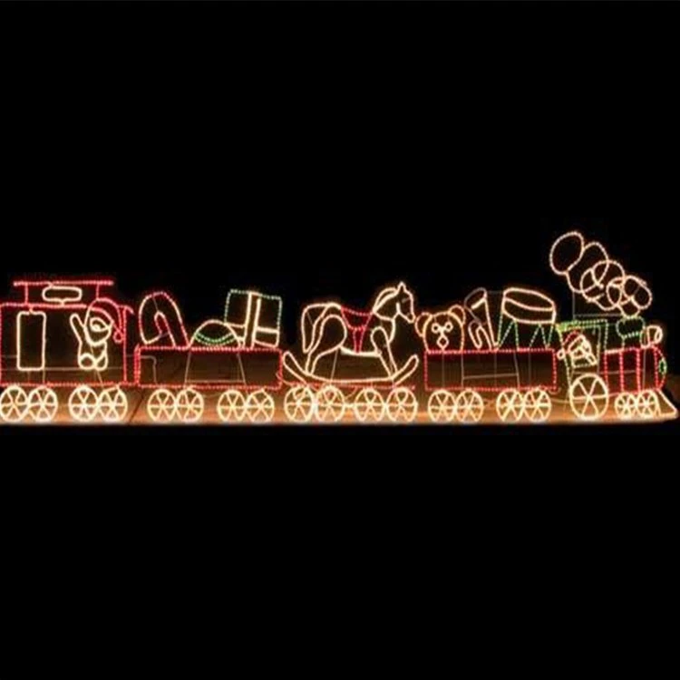 Outdoor Animated Rope Light Train Motif Light 3D Christmas Sculpture