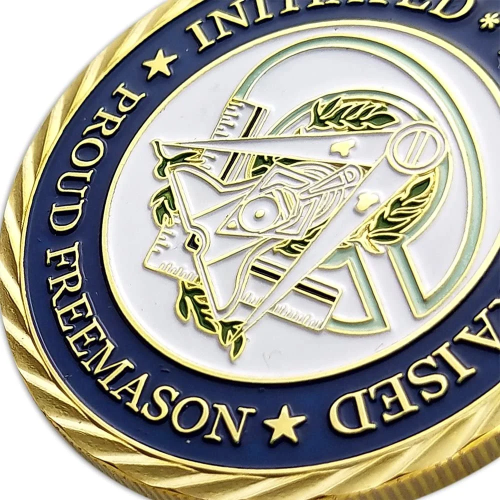 Factory Custom Diamond Edge 3D Logo High quality/High cost performance  Masoinic Commemorative Challenge Coins