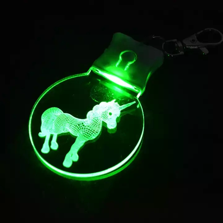 Promotional DIY Custom Logo 7 Colors Mini Cute Clear Blank Acrylic Keychain for Night Light Bag Decoration Light