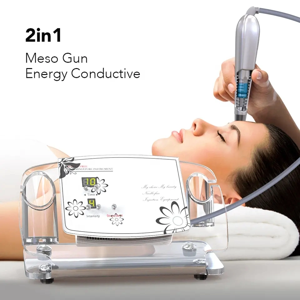 Gesichtsbehandlung Ohne Nadel Mesotherapie Meso Gun Anti Aging Winkle Entfernung Hautpflege Kollagen Protein Regeneration 2in1 Nadel freie Injektionsmaschine