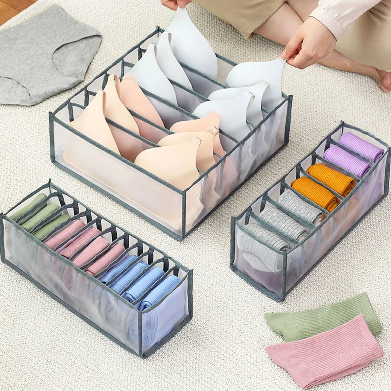 Custom Logo Closet Organizer Underwear Organizer for Wardrobe Clothes Organizers Cabinets Drawer Organizers Bra Socks Storage Organizer Box