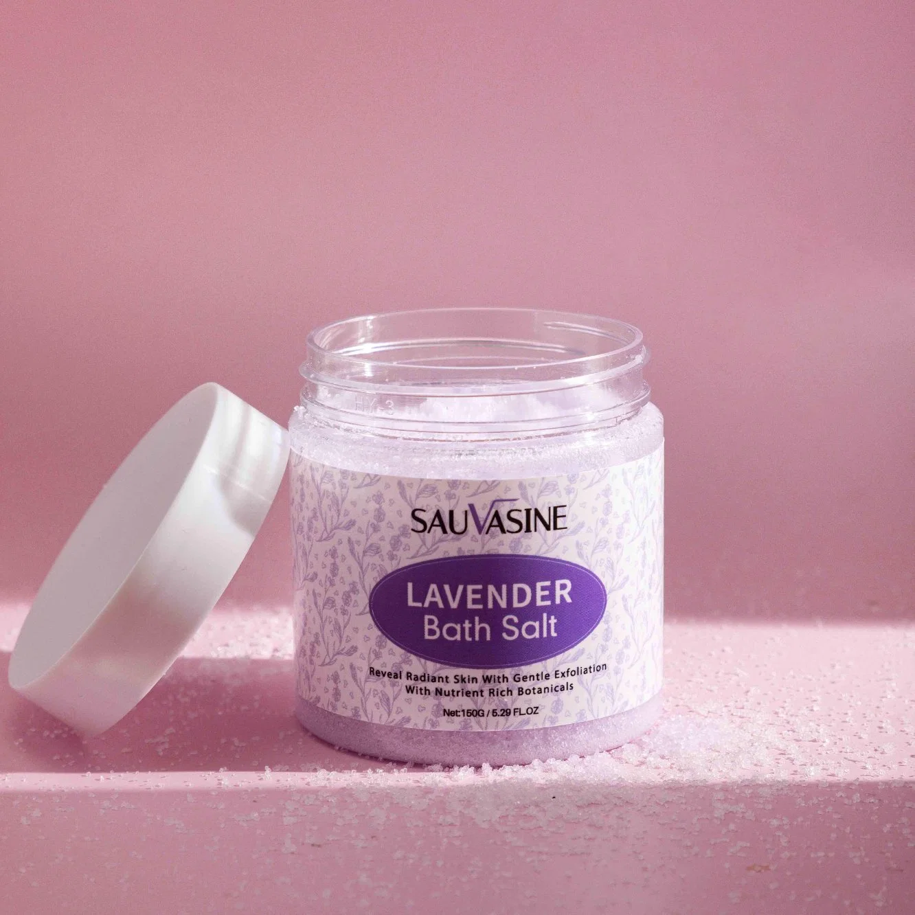 Shimmering Essential Oil Lavender Bath Salts Scrub