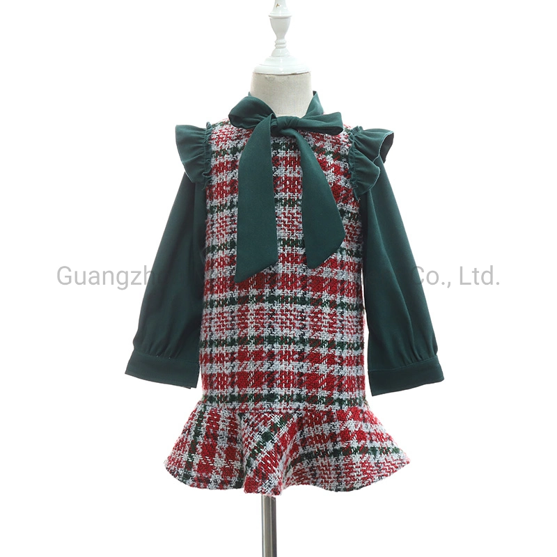 Plaid Shirts Dress One-Piece Long Sleeves Casual Formal Wear for Teen Girls