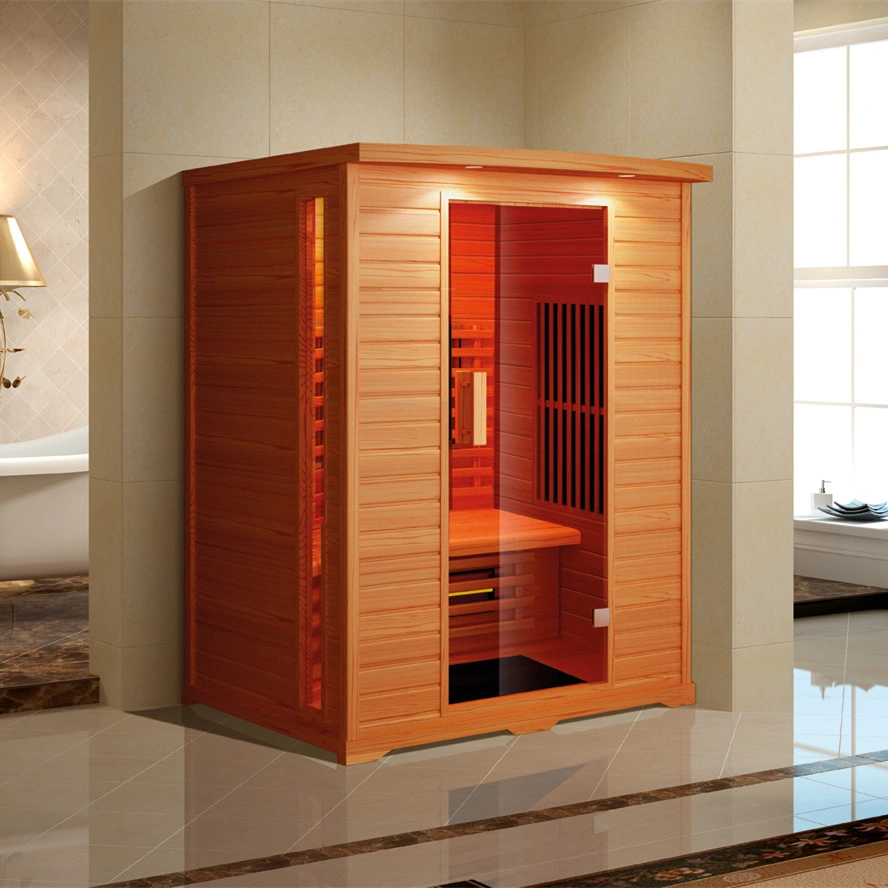 Sala de sauna de madera Hemlock con calentador de vidrio rojo 2950W (K9768)