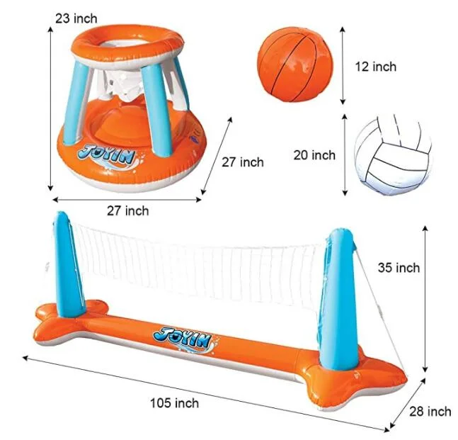 Aufblasbarer Pool Schwimmender Volleyball Basketball Set Schwimmbad Spiele für Kinder Erwachsene