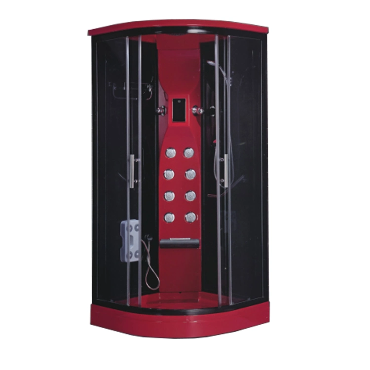 Red Acrylic Glass Sliding Door Jetted Shower Cabin Sector Shower Room for Bathroom