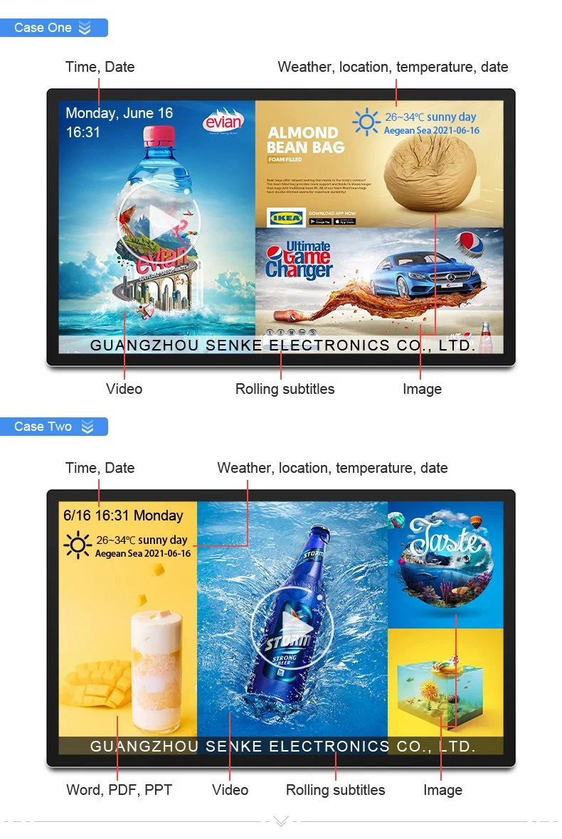 USB Play or Network Management Capacitive Touch Screen LED Backlit 55 Inch Hanging Digital Signage Display