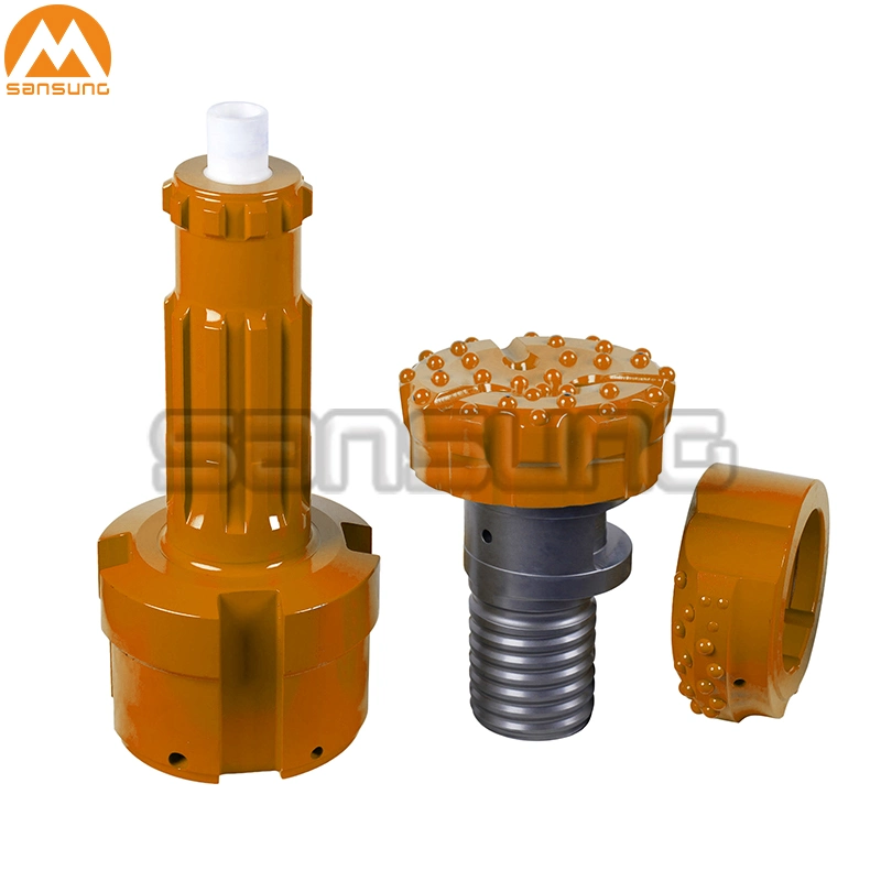 Overburden Casing System Rock Drilling Tools with Pilot Bit, Reamer and Guide Device