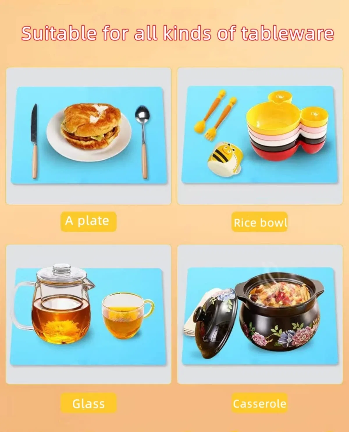 Silikon Tischsets Wasserdicht hitzebeständig rutschfeste Tischset für Esstisch Leicht zu reinigen