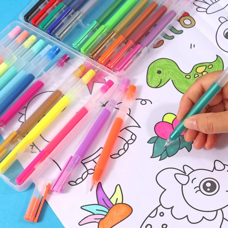 Foska Plastic Kids 24PCS Pastel Neon Metal Gel Ink Pen