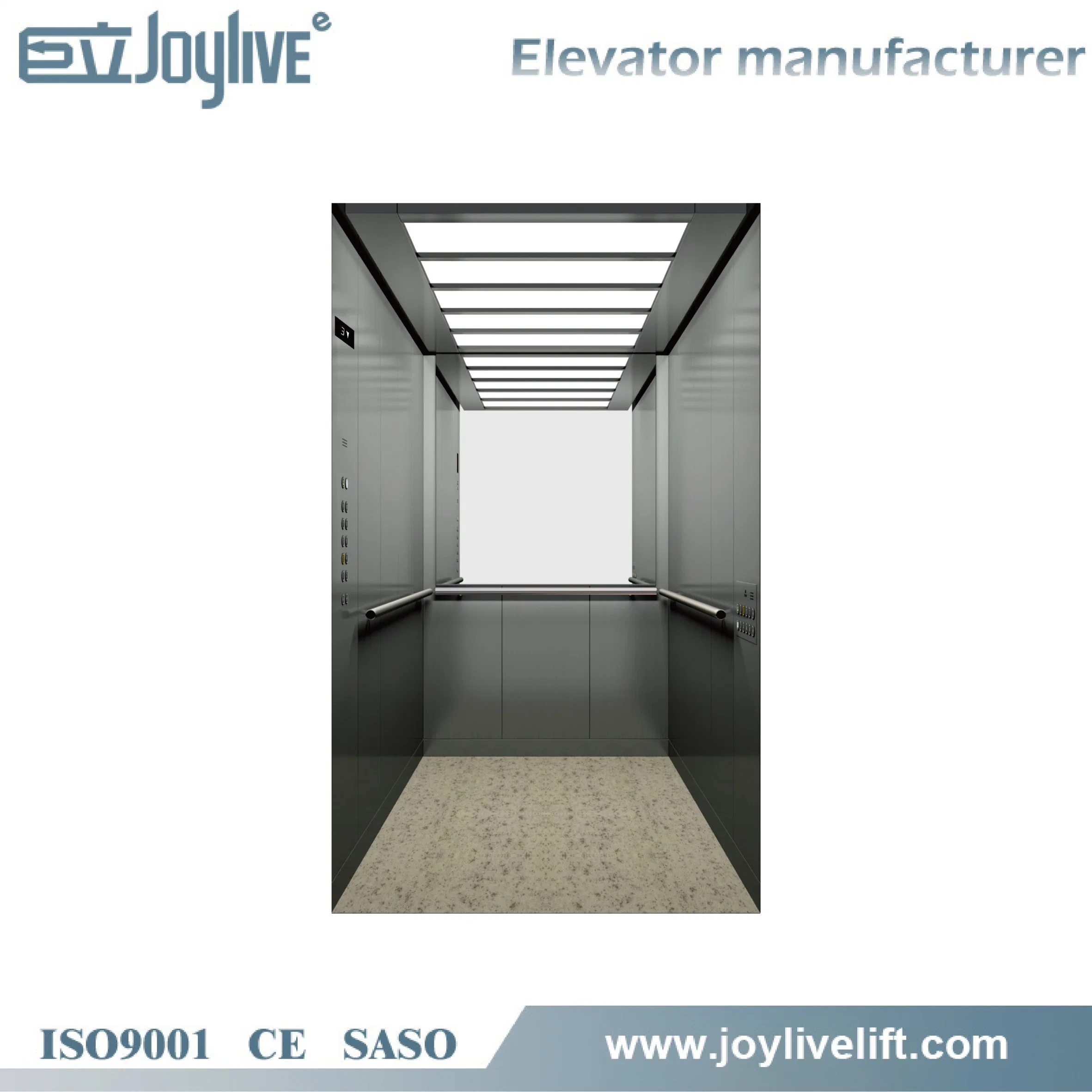 Non Slip Flooring Mirror Stainless Steel PVC Wall Frame 1600kg Medical Hospital Bed Elevator Lifts