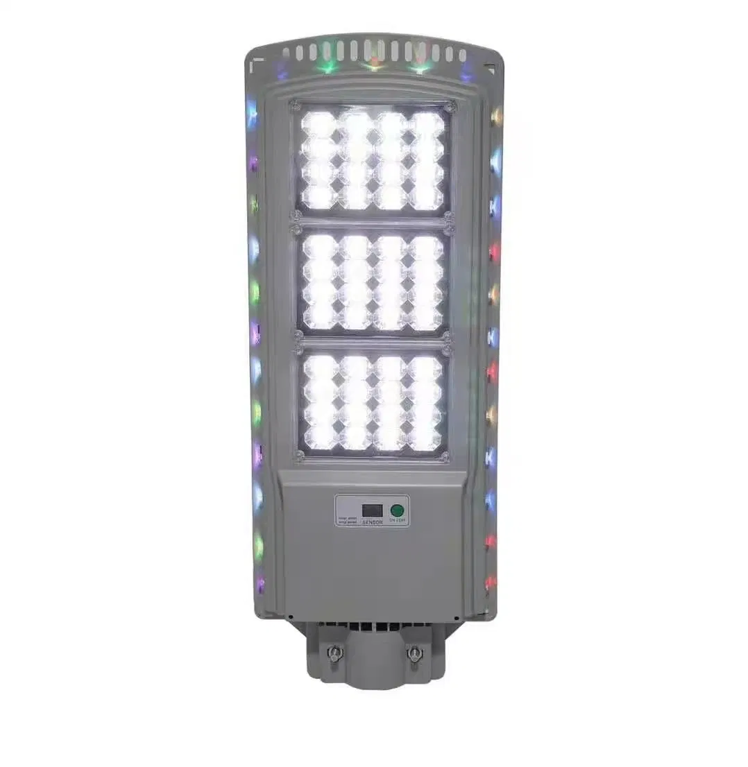 All in One Solar Series IP65 Street Light with Colorful Light Decoration 150W ABS Material with Garden Radar Sensor