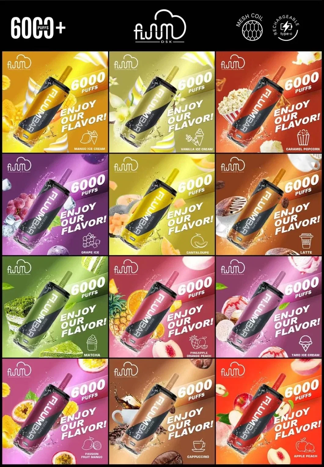 Wholesale Fast Delivery Disposable Vape with Leather 6000 Puffs Rechargeable 12 Flavors OEM