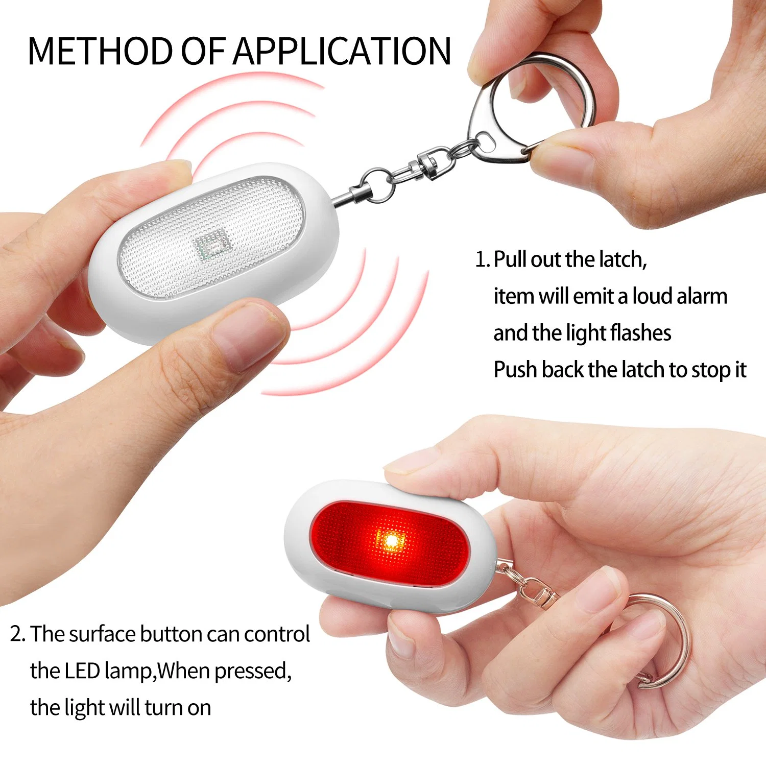 Security Alarm with LED Flashlight Scream Safe Self Defense 125dB Alarm