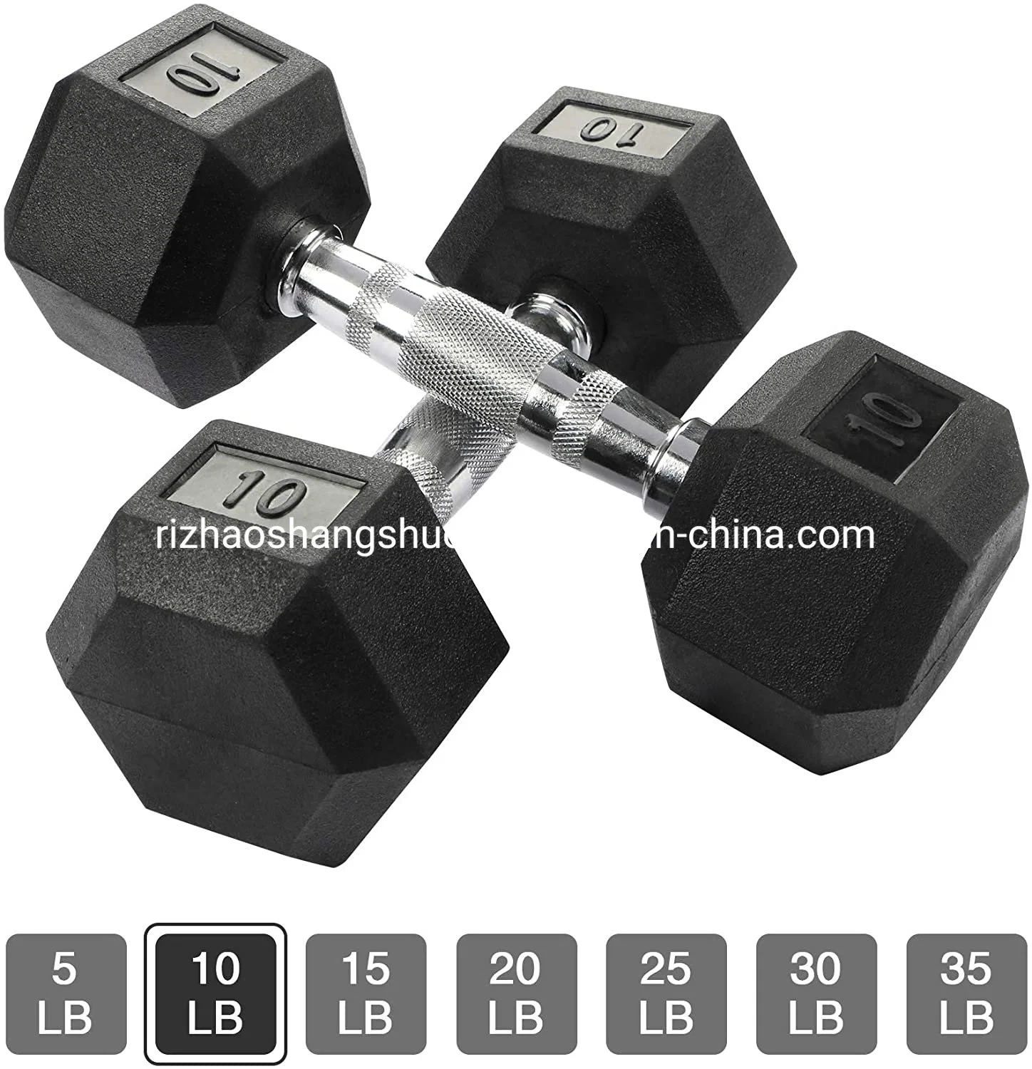 Wholesale/Supplier Hexagonal Black Rubber Dumbbells Multi Weight Gym Training Hex Dumbbell Rack Set