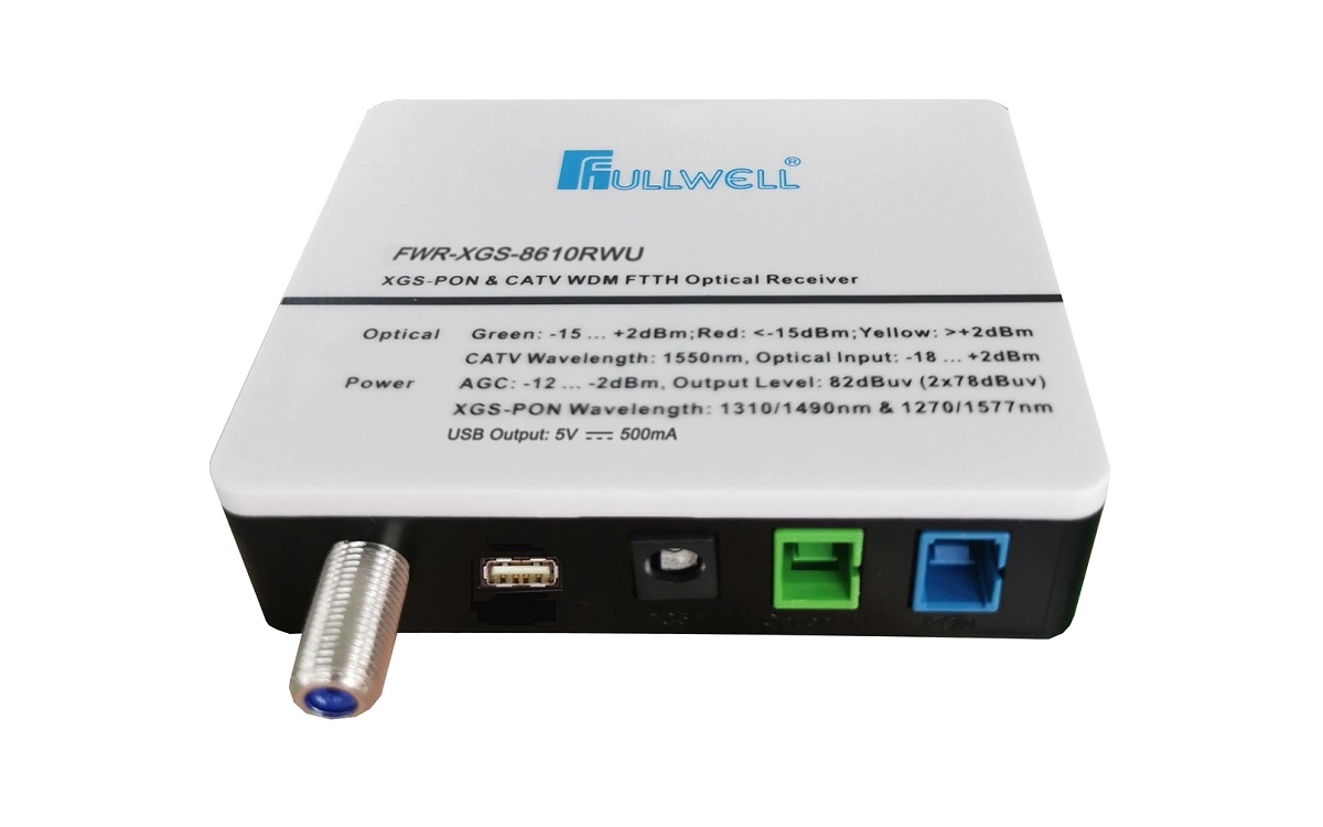 FTTH Fullwell Xgs-Pon Hfc Wdm receptor óptico com cabo USB de alimentação de apoio à ONU