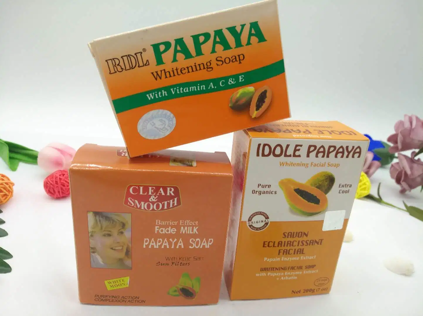 Idole orgánica de Papaya Soap Skin de aligerar el ácido kójico Whitening Jabón de Tocador de Baño