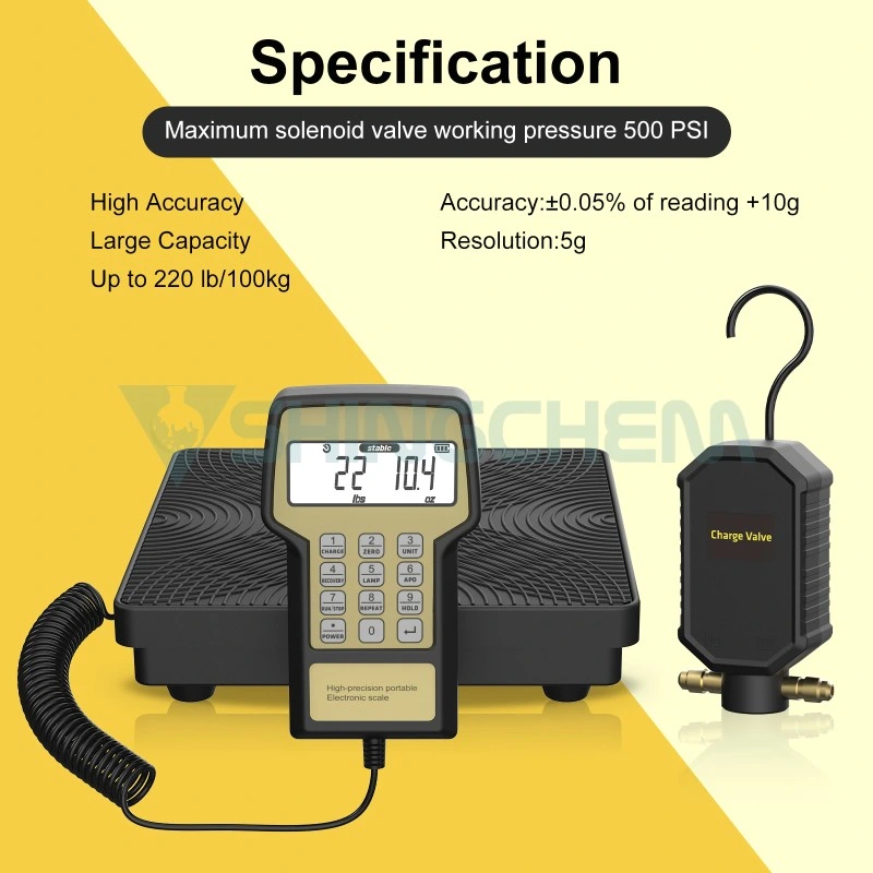 Alta precisión de llenado de refrigerante escala cuantitativa Electrónica Digital de la carga útil de equipos de refrigeración escala