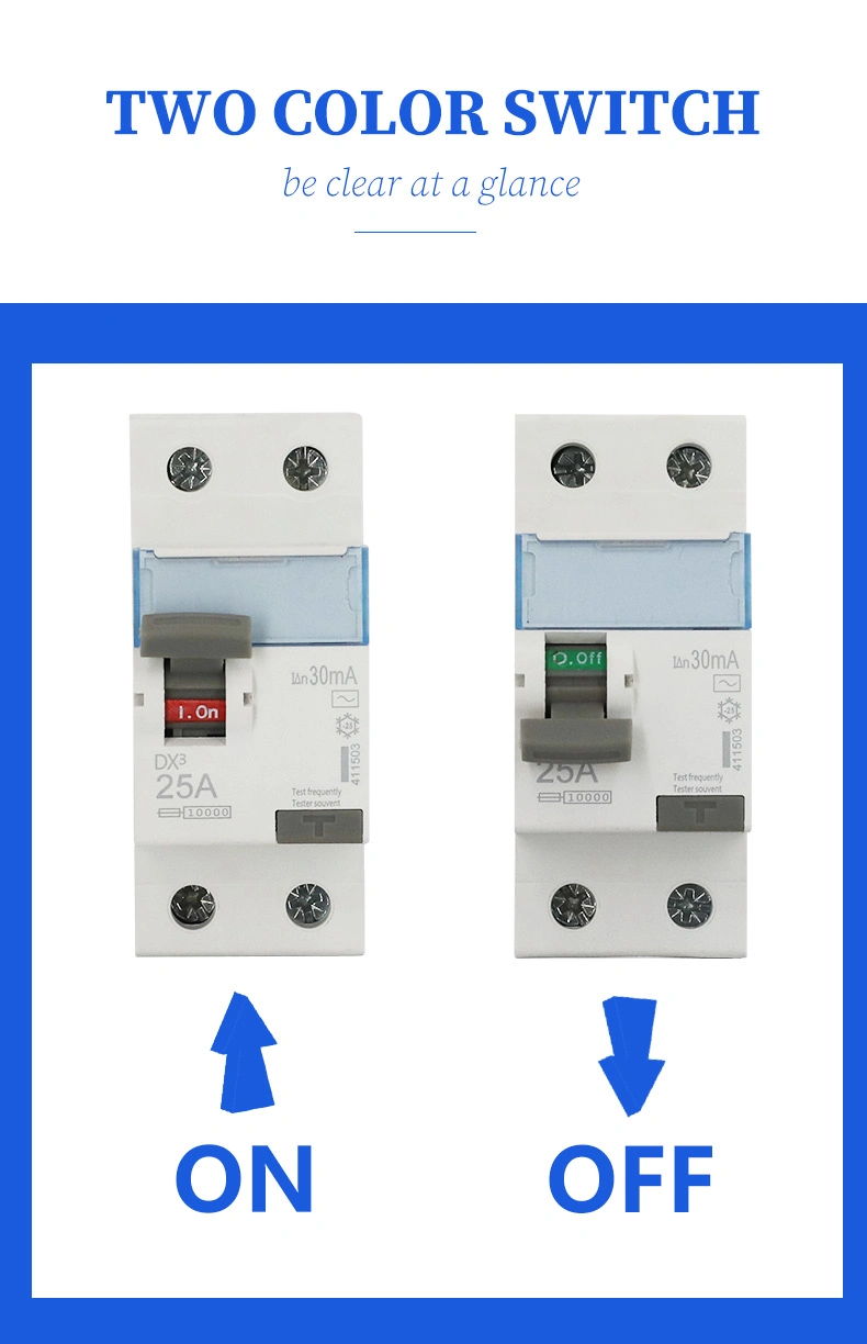 Dx3 AC Residual Breakers ELCB Circuit Breakers RCCB 40A63A 2p4p 30mA 300mA Earth Leakage