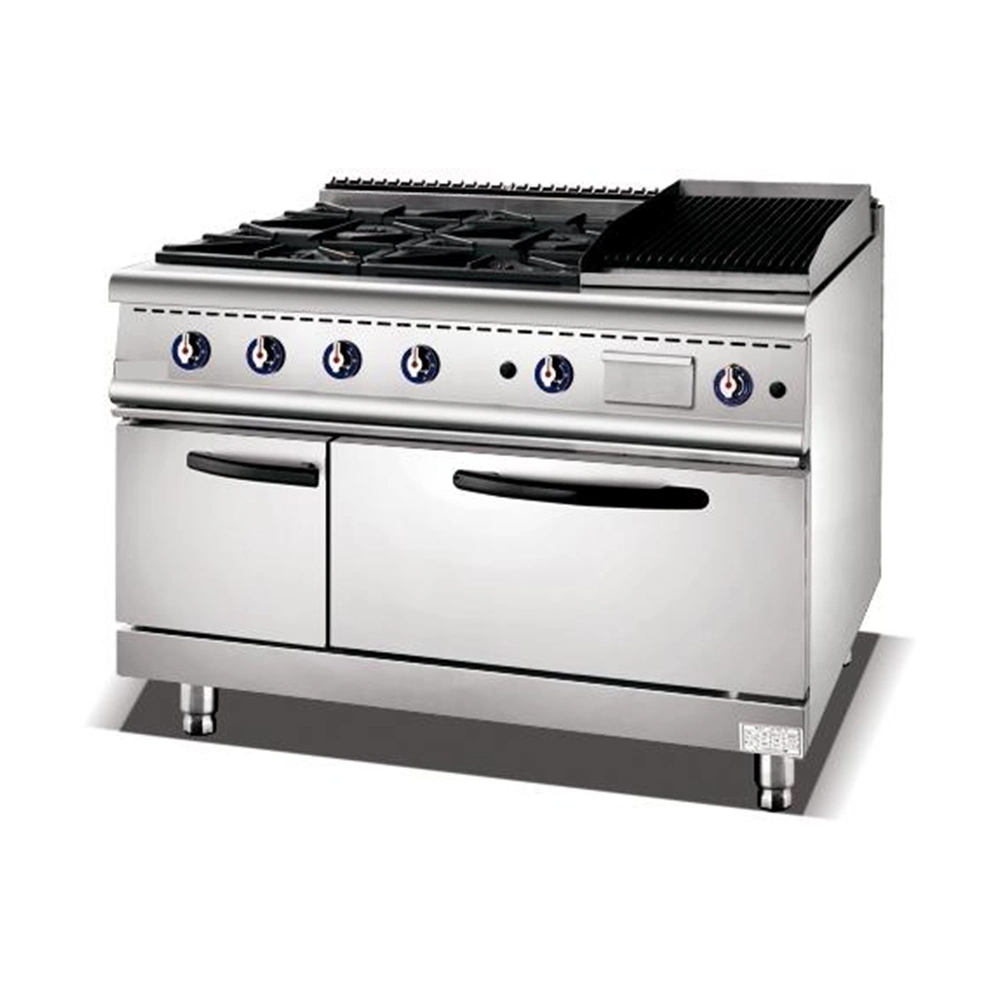 Commercial Oven Gas Ganges Stove Cooker with Oven and Grill Good Quality Bakery Equipment