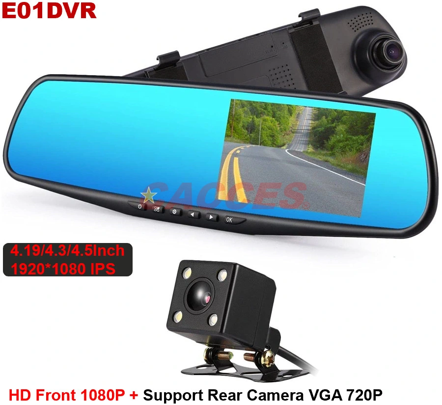 4.19/4.5 pouces 1080P caméra DVR de voiture caméra écran tactile caméra Dash caméra vidéo double objectif caméra arrière de rétroviseur pour la conduite de voiture, sécurité de stationnement enregistrement en boucle HD