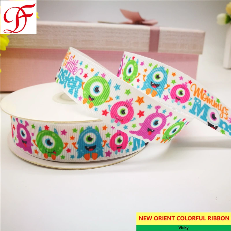 Custom 100% Polyester Thermal Transfer Printing Grosgrain Ribbon Double/Single Face Satin Sheer Organza Hemp Taffeta Gingham Ribbon for Gifts/Packing