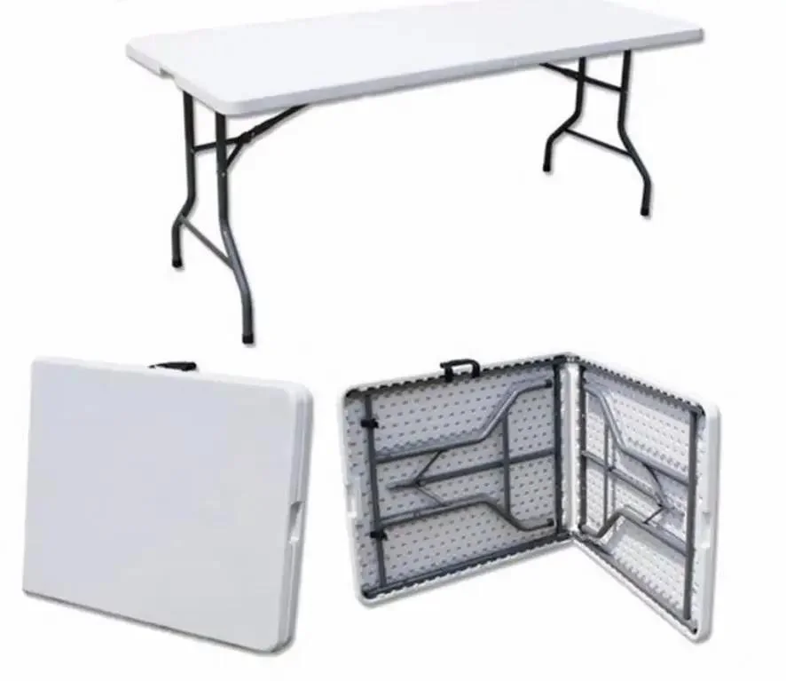 White Lightweight Portable Table Folding Steel Camp Picnic Table