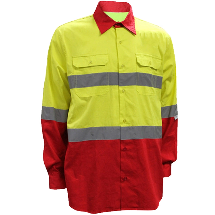 Two Tone Long Sleeve Mens Workwear Safety Clothing Work Shirt