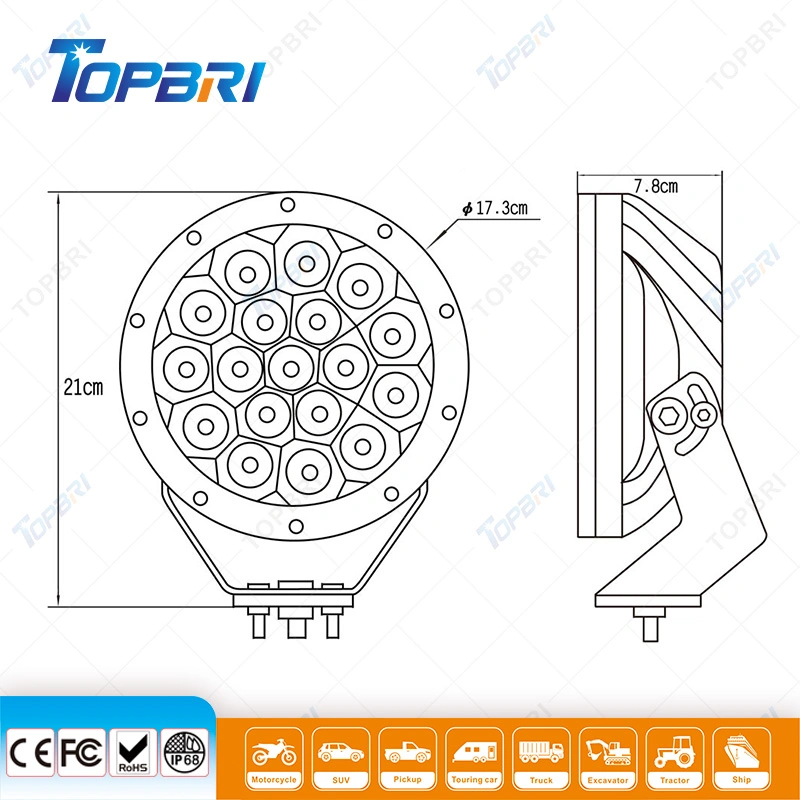 CREE LED Driving Lights Black 90W 7inch Auto Working Lamps