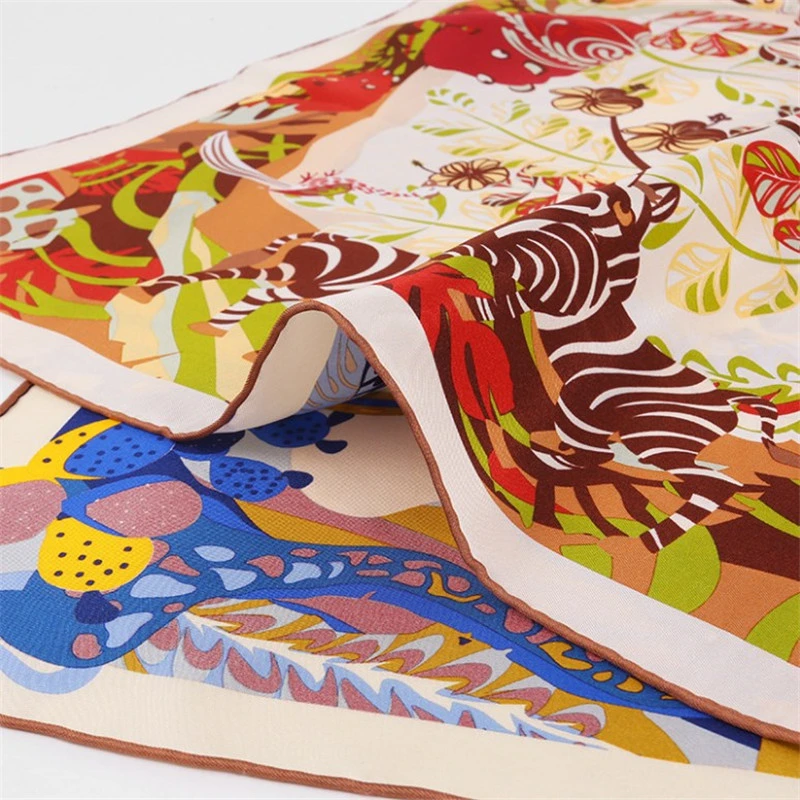 Custom Brand Design Digital Printing Silk Scarf 16mm 100% Silk Designed for Women