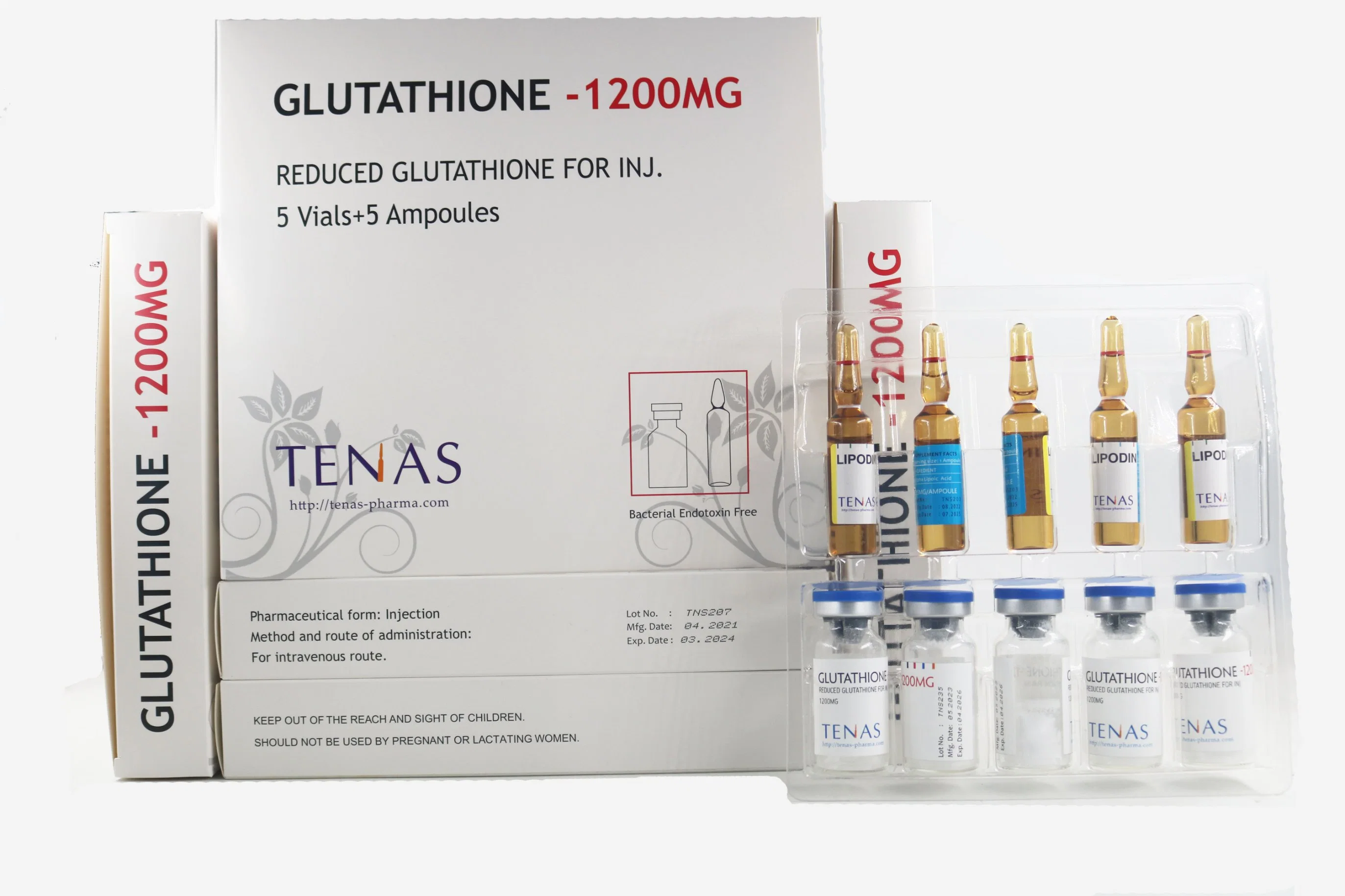 Glutatión inyectable para el blanqueamiento de la piel, aclaramiento 1200mg/1500mg/2400mg