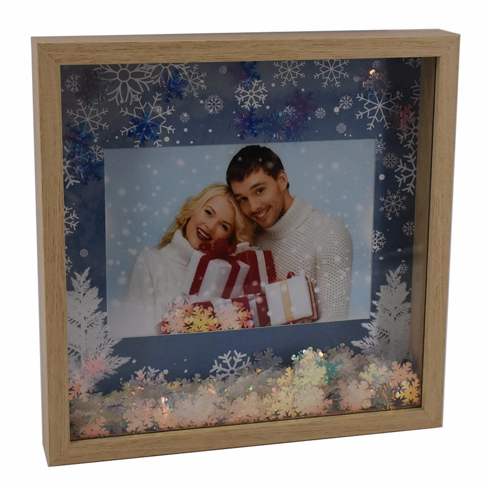 New Wooden Looking Glitter Christmas Gift Photo Frame