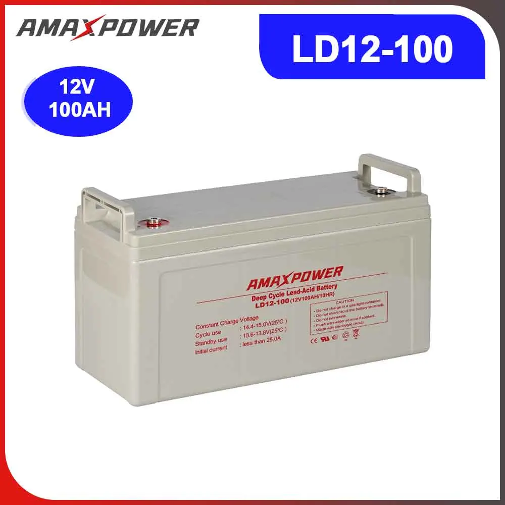 Amaxpower 12V 100ah baterias recarregáveis bateria de chumbo ácido UPS Backup Solar System bateria 12V100ah Equipamento de comunicação / carga profunda, / emergência