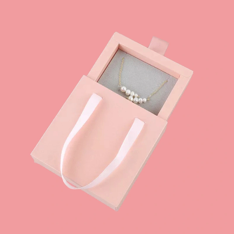 Boîte à bijoux carrée personnalisée rangement collier anneau papier tiroir portable Boîte d'emballage