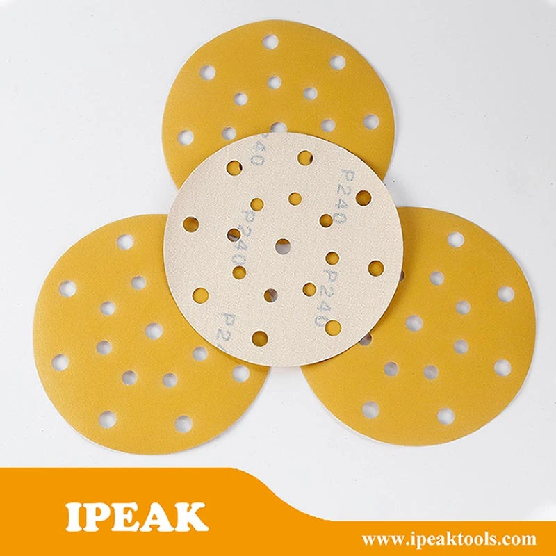 P60-P800 Dry Abrasive Sanding Paper Gold Yellow Sandpaper Discs Automotive 6-Inch Sand Paper