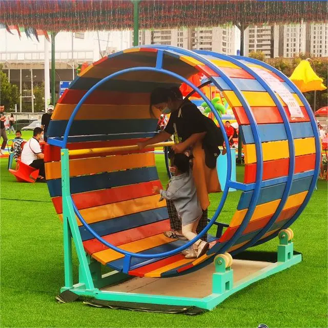 Outdoor Product Unpowered Amusement Park Equipment Ride Sports Games Happy Drum Walking Roller Wheel Spacewalk Roller Games