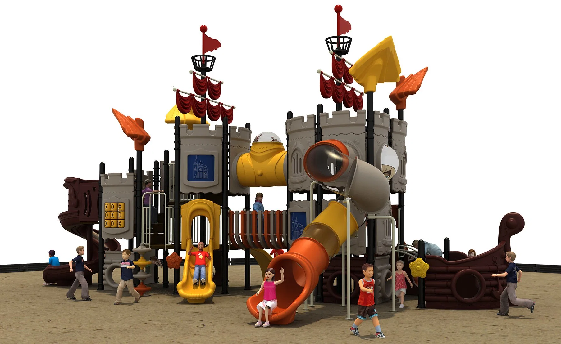 Voilier Castle populaire Kid Paradise équipement de terrain de jeu extérieur de la maternelle Amusement Parcs résidentiels avec l'homologation ce