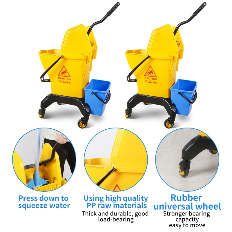 28L Yellow Thickened Water Truck Squeeze Bucket Mop Bucket