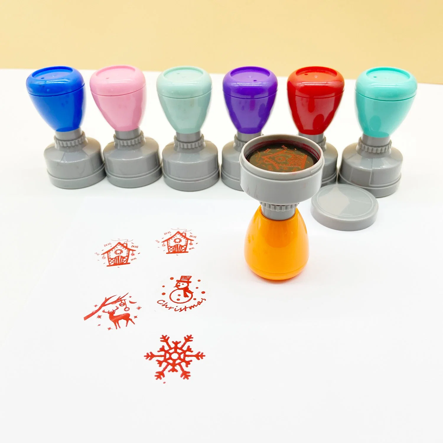 Small Stamp Round Colorful Design Custom Logo Flash Stamp for Office