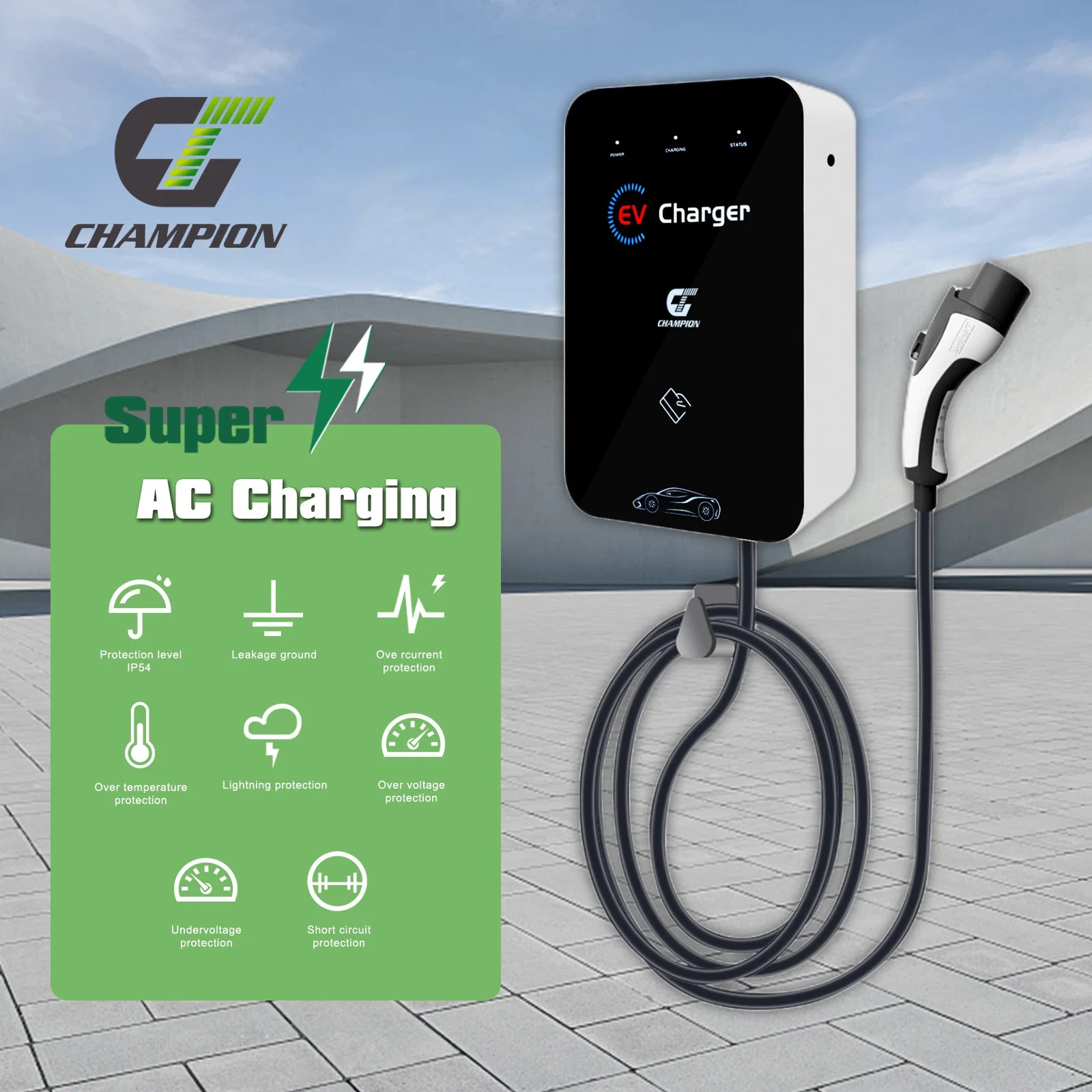 European Standard New Home Smart Charger 7kw 32A AC Charging Station 5m Charging Cable